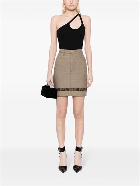 fendi leather skirt high waisted gray vintage|Fendi pre owned.